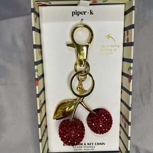 NWT Piper K Sparkling Red Cherry Keychain